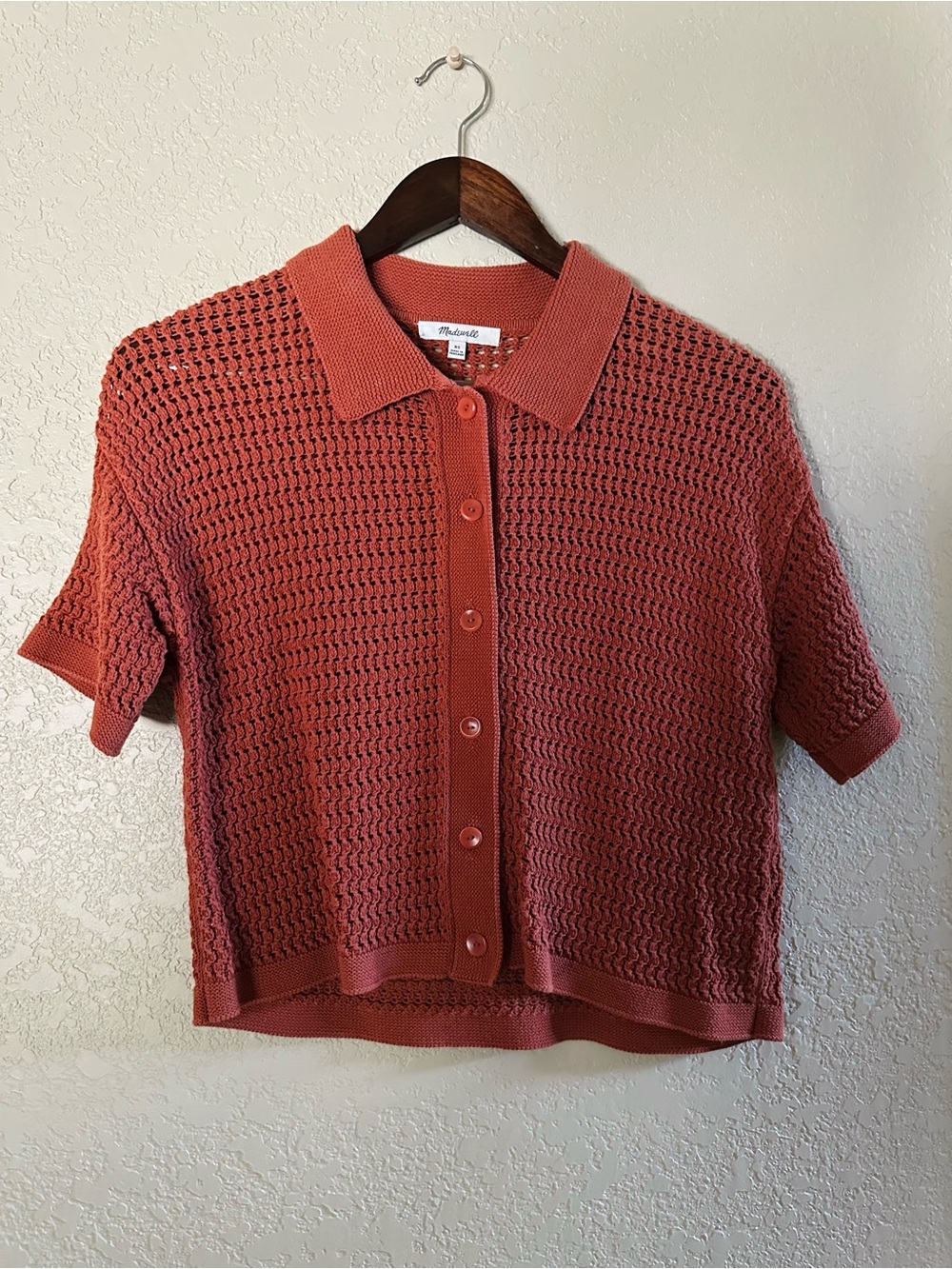 Madewell Crochet Button-Down Sweater Tee